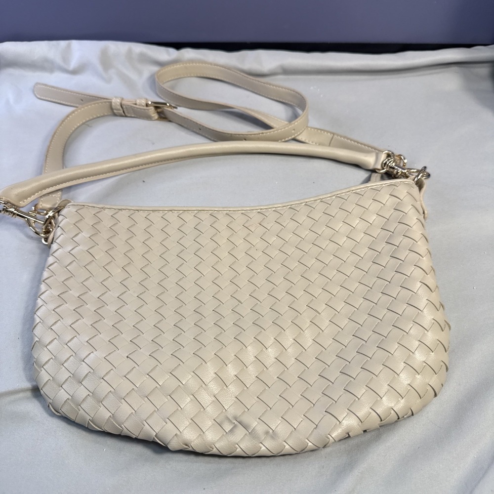 Urban Expressions Cream Woven Vegan Leather Convertible Bag
